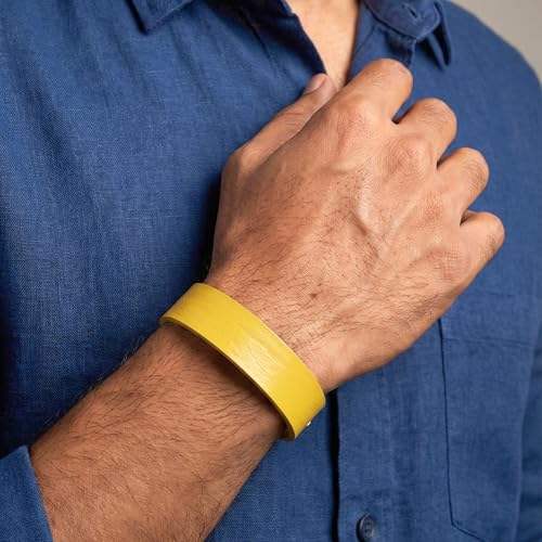 Image of THE MEN THING BLAZEFIT STRAP - 18mm Genuine Leather Bracelet with Stainless Steel Stud Button Closure for Men & Boys (6.6 /7.1 /7.6 inch)