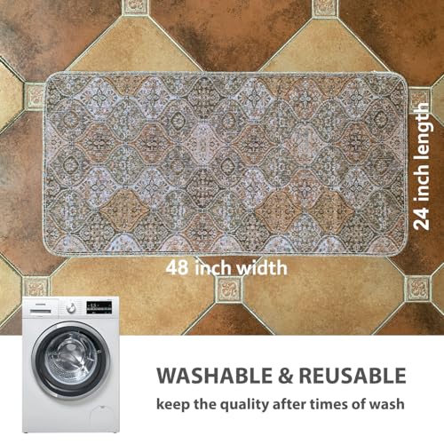 Image of nunubaby 4PACK Washable Pee Pads for Dogs, Stylish, Non-Slip and Leak-Proof Pee Pads. Reusable Potty Pads for Dogs for Crates and Floors.(Brown /Multi,24 inch x48 inch )
