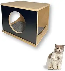 Nicho Para Gato 1pç Montado Resistente Casinha para Gato Parede Tampo Fechado (Preto)