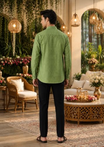 Image of Majestic Man Men's Cotton Blend Textured Regular Fit Full Sleeve Short Kurta