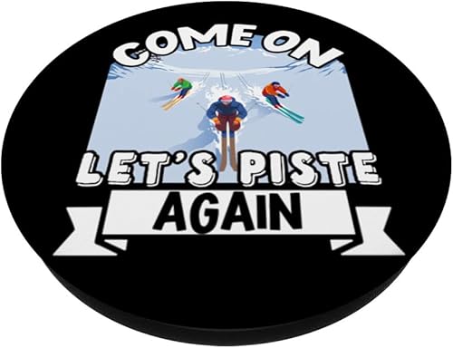 Miniatura 2 de Skiing Come OnLetS Piste Again Skier Winter Sports PopSockets Swappable PopGrip