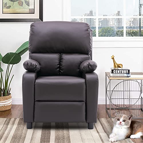 Hzlagm Recliner Chair For Living Room, Push Back Recliner Chair With Breathable Air Leather, Overstuffed Single Sofa, Easy To Operate The Footrest & Headrest - Brown #TOP6