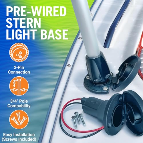 Image of Boat Stern Light Base, Navigation and Anchor Light Base Socket, 2-Pin Plug