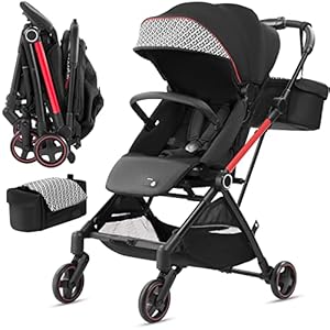 Royal Baby Leichter Kinderwagen 360 Reversible Sitz, Kompakte Falte, Tragbarer Reise-Kinderwagen für Kleinkind mit Regenschirm, Multi-Position Liegen, große Überdachung, Rot