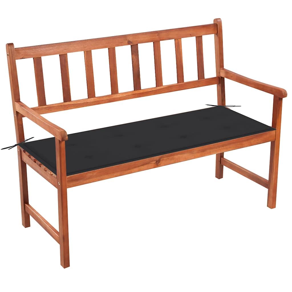 Banco de madera maciza de acacia 120 cm con cojín elegante de alta durabilidad