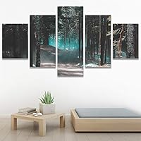 SIGNWIN 5 Panel Canvas Wall Art Quiet Pathway for Home Decorations Ready to Hang - 60
