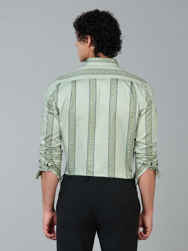 Image of Men's Printed Regular Fit Full Sleeves Cotton Formal Shirt