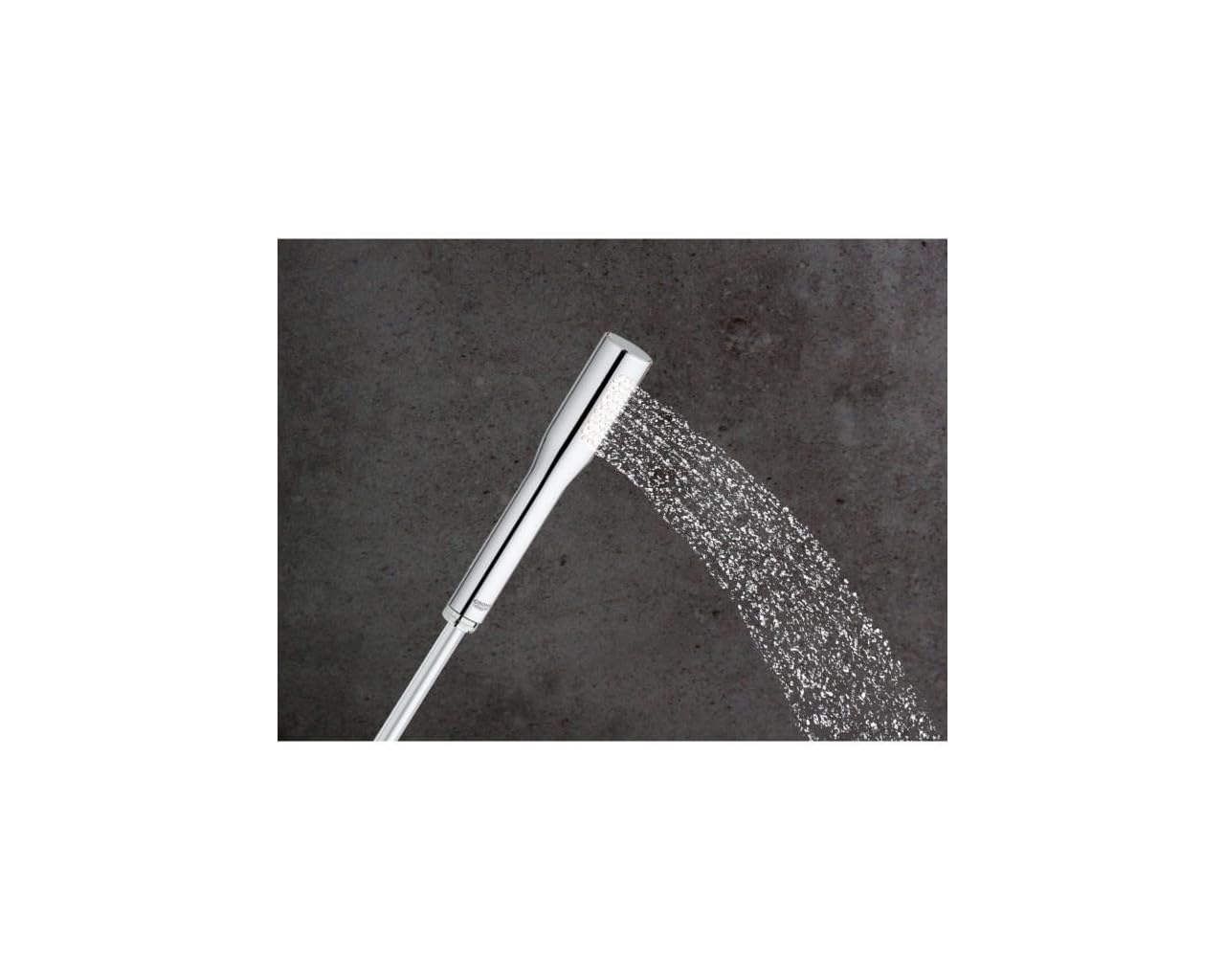 GROHE Vitalio Get Stick Ensemble de Douche (Pommeau de Douche 1 jet Economie d’eau, Support Mural, Flexible de douche VitalioFlex Silver anti-torsion 1. 5m), Chromé, 27459000