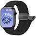 Oielai Geflochten Band Kompatibel mit Apple Watch Armband 40mm 41mm 38mm 42mm Damen Herren – Einstellbares Magnetverschluss Band für iWatch Armband Series 11 10 9 8 7 6 5 4 3 2 1 SE, Dunkel Schwarz