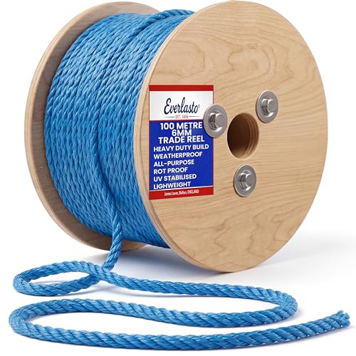 100M TRADE REELS EVERLASTO BLUE POLYPROPYLENE POLY ROPE 6MM 8MM 10MM 12MM 14MM 16MM 24MM (6MM)