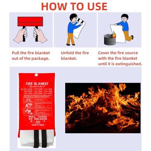 Image of Fiberglass Emergency Fire Blanket 4 Pack Fire Suppression Retardant Blanket Suppression Flame Fireproof Welding Fireplace,School,Stove,Grill,Camping,Car,Picnic,Caravan,Office,Warehouse Survival