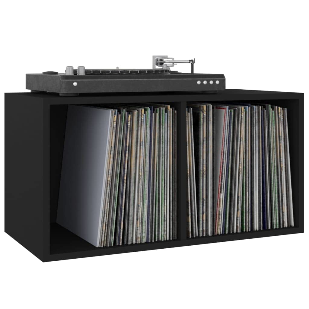 Home-Armadi & Storage,Armadi e rack di archiviazione multimediali,Scatola di immagazzinaggio in vinile nera 71x34x36 cm legno ingegnerizzato