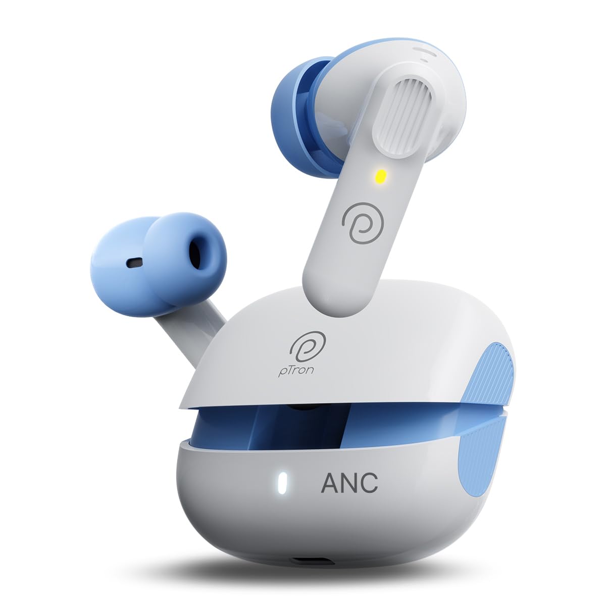 pTron Zenbuds 1 V2 ANC Bluetooth in Ear Earbuds,13Mm Hyperdrivers with 4D Panaromic Audio,4 Quadpro ANC Mics,40Ms Low Latency Game/Music Modes,Bluetooth V5.3&Type C Charging(White)