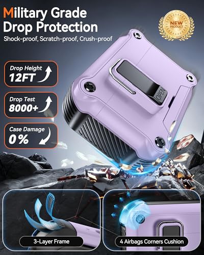 Image of Dual Safety Lock for AirPods Pro 3 Case 2025, Compatible with MagSafe | Designed with Automatic Switch and Phone Stand, Includes a Cleaner & Keychain - Rugged Tough Hard Shell