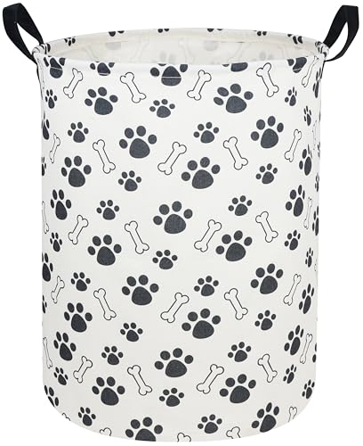 Image of Sanjiaofen Kids Laundry Hamper,Dog Laundry Basket Collapsible Puppy Storage Baskets for Home Decor,Office,Toy Organizer,(Dog paw)