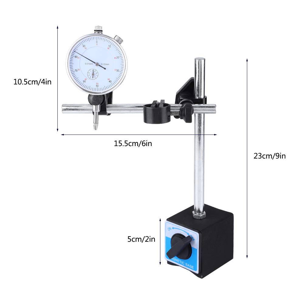 Fafeicy Reloj Comparador, Indicador de Medición 0-5/10 Mm 0,01 Mm de Precisión for Procesamiento de Medición, Trazado e Inspección