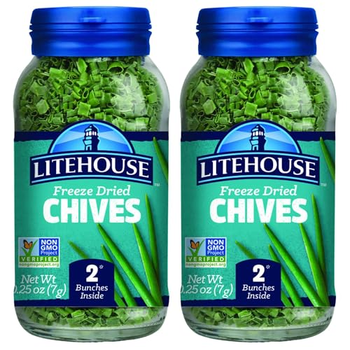 Litehouse Freeze Dried Chives - Chives Dried, Substitute for Fresh Chives, Organic, Equal to 2 Fresh Bunches, Chives Seasoning, Non-GMO, Gluten-Free - 0.25 Ounce, 2-Pack