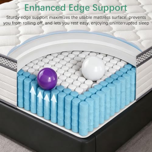 Image of Medium Firm 12 Inch Queen Hybrid Mattress, Individual Pocket Springs Combined with Memory Foam for Full Body Pressure Relief, Motion Separation, Safe CertiPUR-US Foam, Mattress Packaged in Box