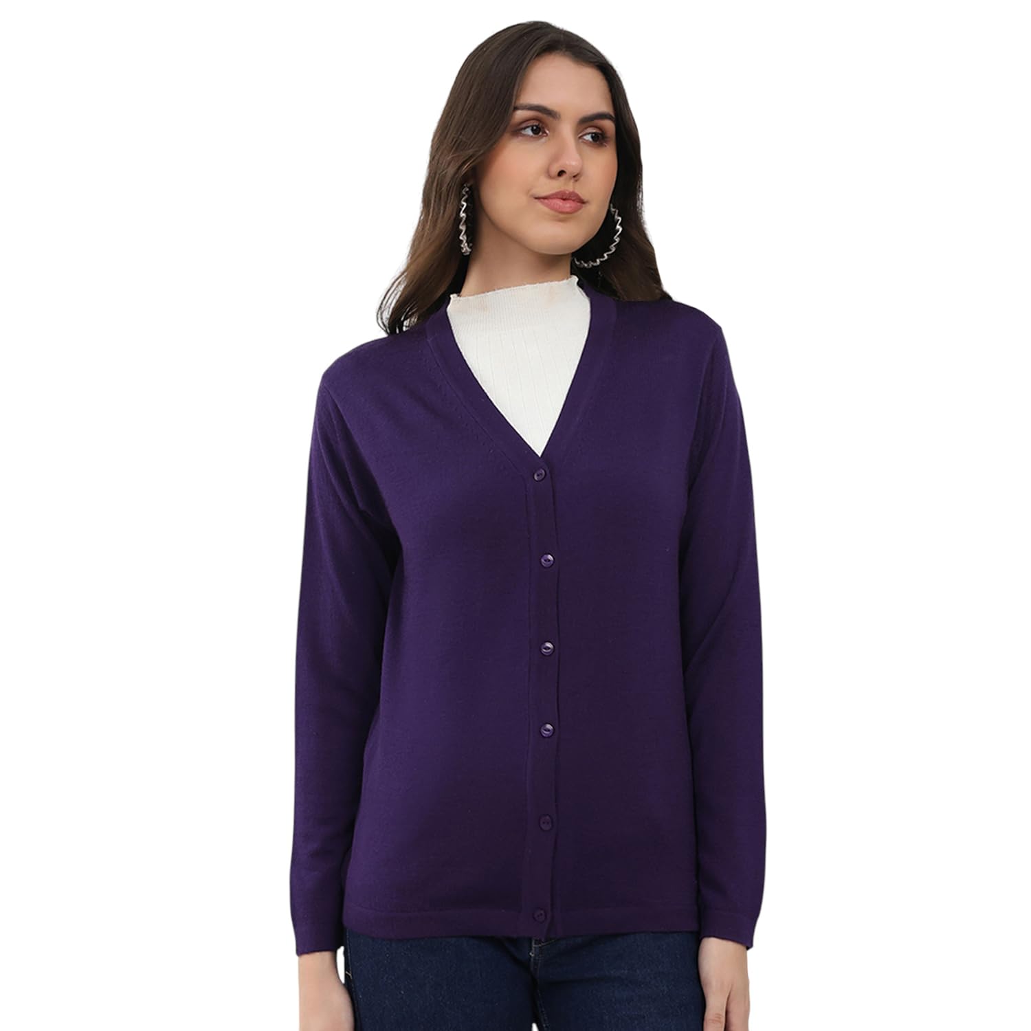 Women V Neck Full Sleeves Cardigan | Warm Woolen Buttoned Sweater for Ladies | Stylish Knitted Cardigan for Women's-image-16