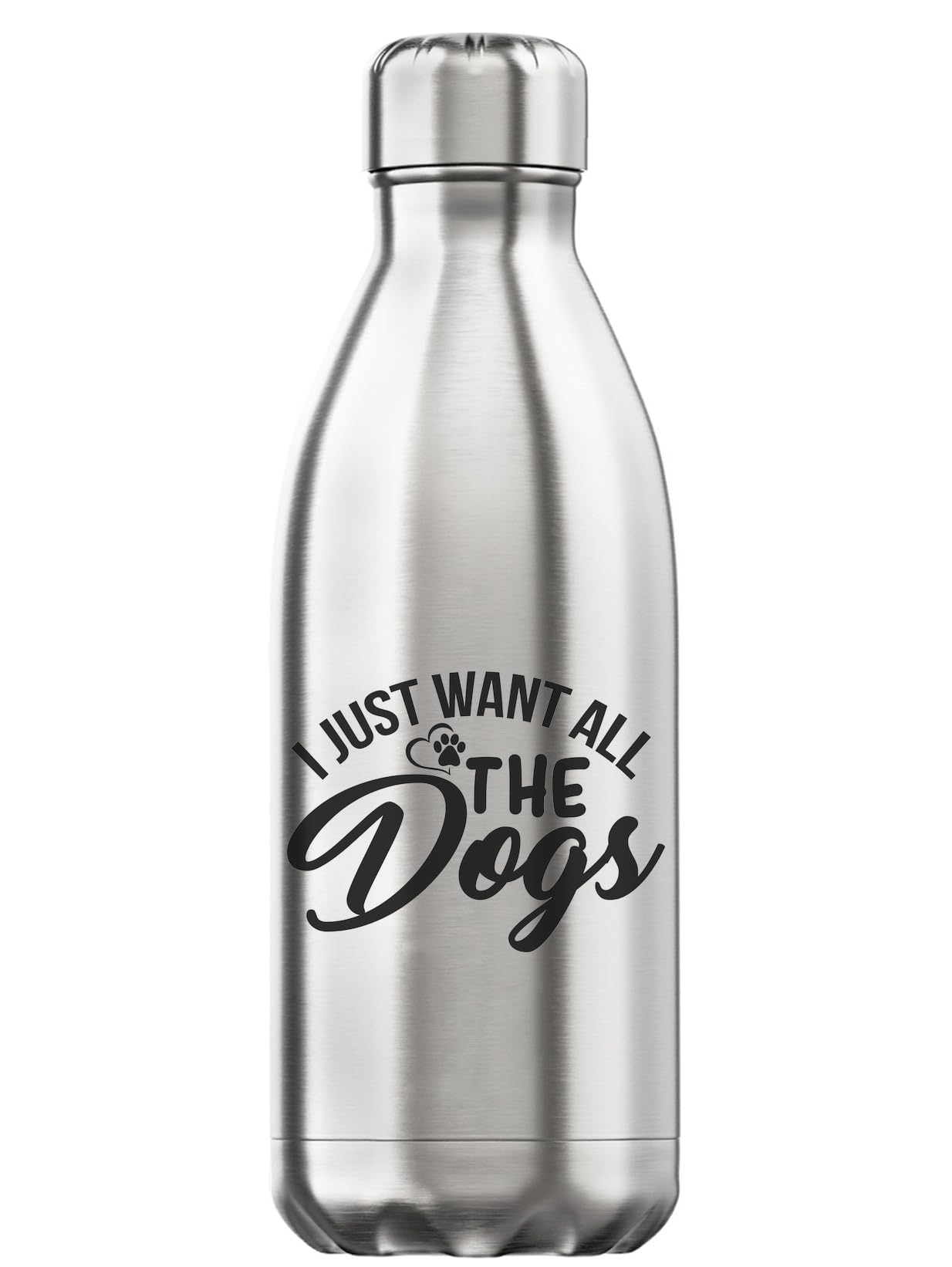 Botella térmica para perros y paseos de 350ml en acero inoxidable con diseño I Just Want