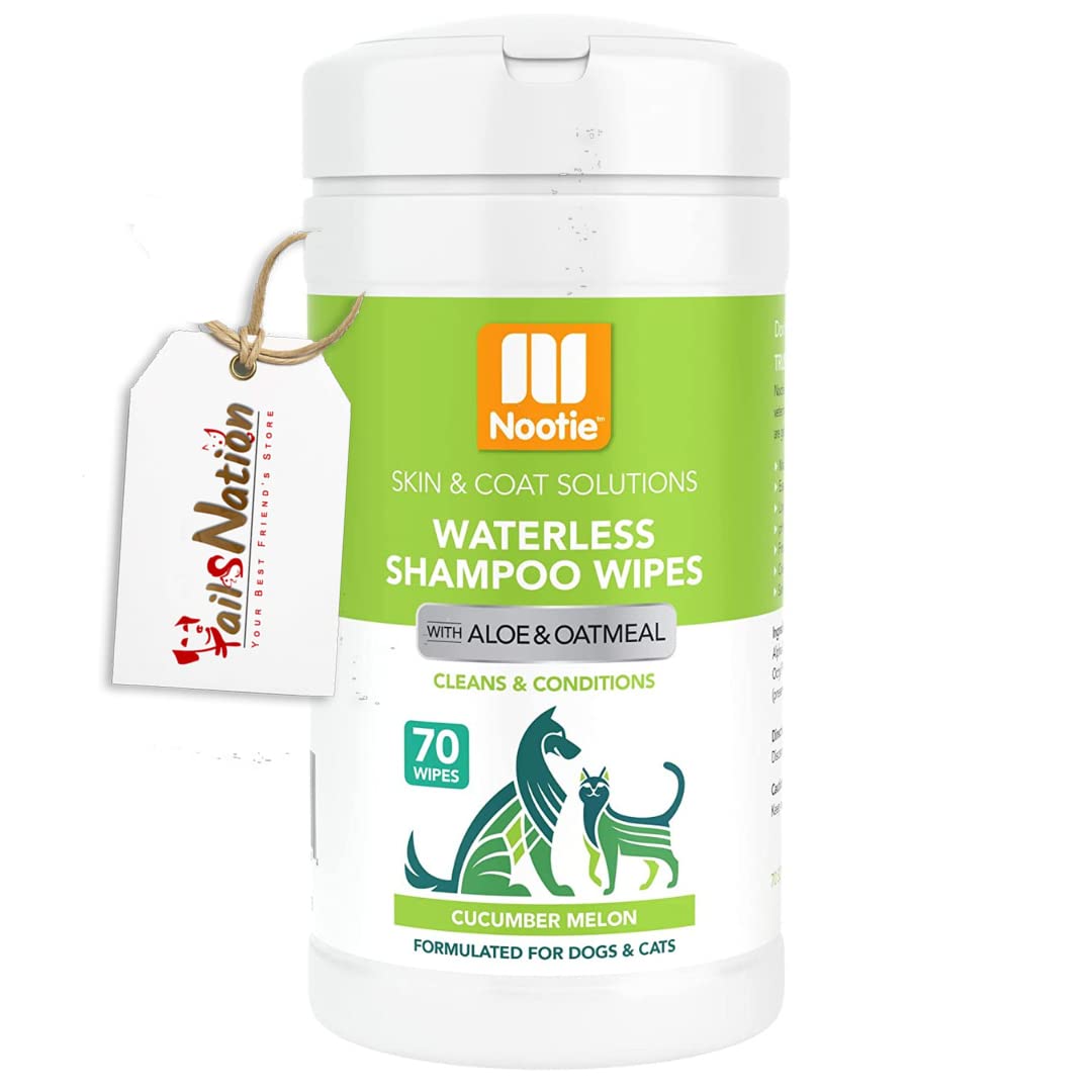 NootieUSA Skin & Coat Solutions for Dogs & Cats - Waterless Shampoo Wipes with Aloe & Oatmeal - 70 Wipes (Cucumber Melon) X Tails Nation (B0BTB6RYK5) Amazon Price History, Amazon Price Tracker