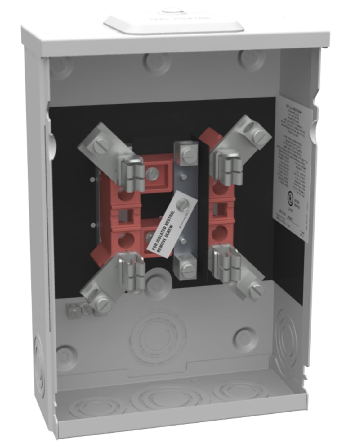 Milbank U5929-XL-INS Ring Type Meter Socket, 100 Amp, 4 Terminal, Surface Mount, 600V AC, Single Phase, Type 3R