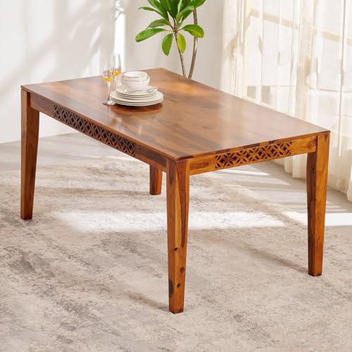 Image of Sheesham Wood Dining Table (57 * 34 * 30 inch) | Multi-Purpose uses Home and Office Desk | Dining Room Furniture | Wooden 6 Seater Dining Table |