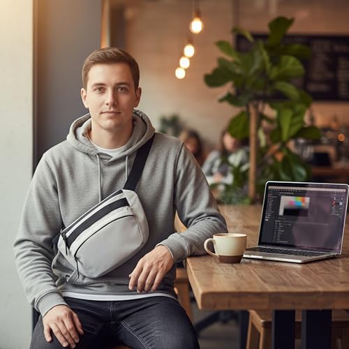 Image of Waterproof Nylon Small Waist Bag for Men & Women | Convertible Crossbody Shoulder Bag with Adjustable Strap, 3 Pockets & Inner Divider | Stylish Travel Fanny Pack for Outdoor, Gym.