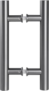 Ranbo Gray 6" (CTC) Back to Back Shower Door Handle, 10" Length, Heavy Duty 1mm 304 Stainless Steel Pull, Fits 1/4"-1/2" Glass Doors & 1-3/8"-2-3/16" Barn Doors