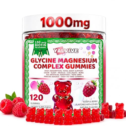 Image of Magnesium Glycinate Gummies 1000mg, High Absorption Sugar Free Magnesium & Malate, Calcium, Potassium, CoQ10, Vitamin B6 & D3 Supplement - Supports Sleep, Muscle, Bone, Memory & Focus - 120 Count