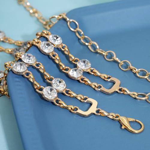 Women's Double Row Crystal Belt Chain - Adjustable Metal Rhinestone Waist Chain with Loose Dresses3