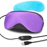 Portable Cold and Hot USB Heated Steam Eye Mask + Reusable Ice Gels for Sleeping, Eye Puffiness, Dry