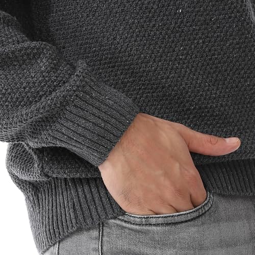 اندورا سويتر تريكو بنصف سوستة واكمام طويلة - رمادي غامق_XL، للرجال