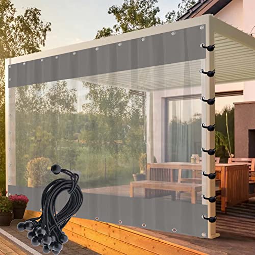 Waterproof Outdoor Pergola Curtains, 0.6mm Transparent Panel with Grommets for Pergola, Patio Side Curtains, 4.5x2m (15'x7') - Sunshade & Privacy Solution