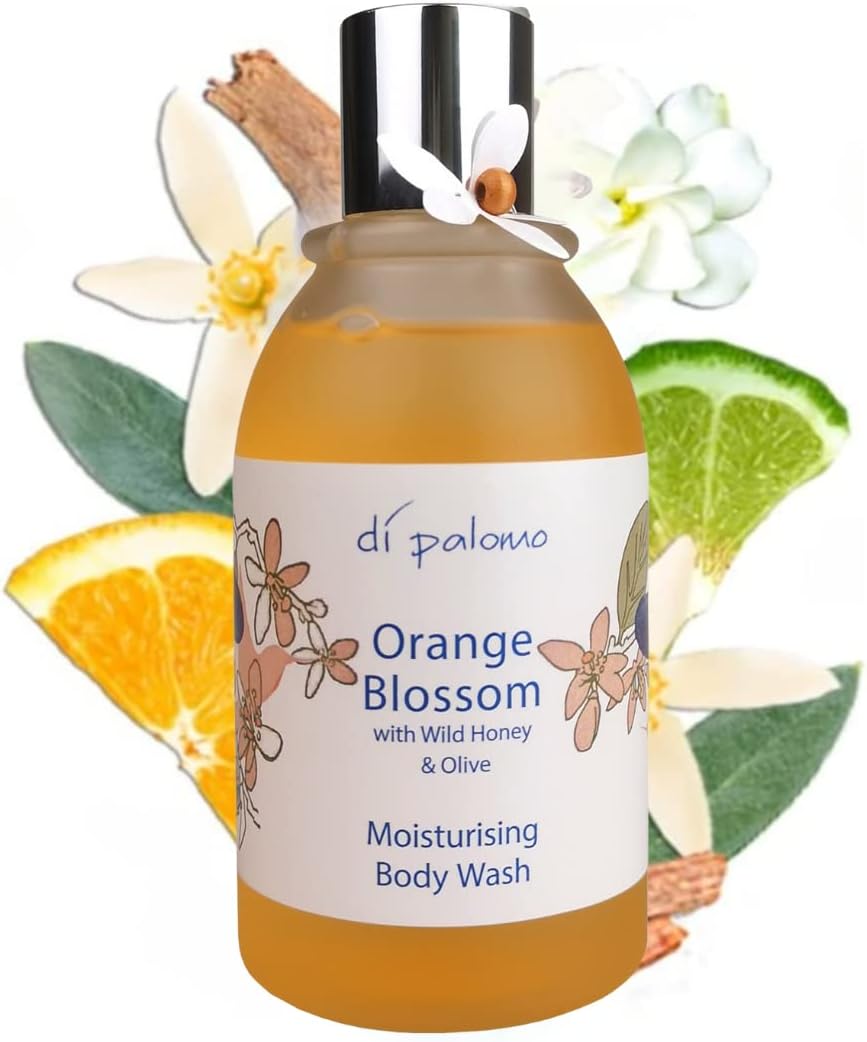 Di Palomo Orange Blossom & Honey Moisturising Body Wash 240ml – Luxury Bath & Shower Formula with Natural Ingredients, Hydrating Skincare, Vegan, Cruelty-Free, Refreshing for Men & Women Cleanser