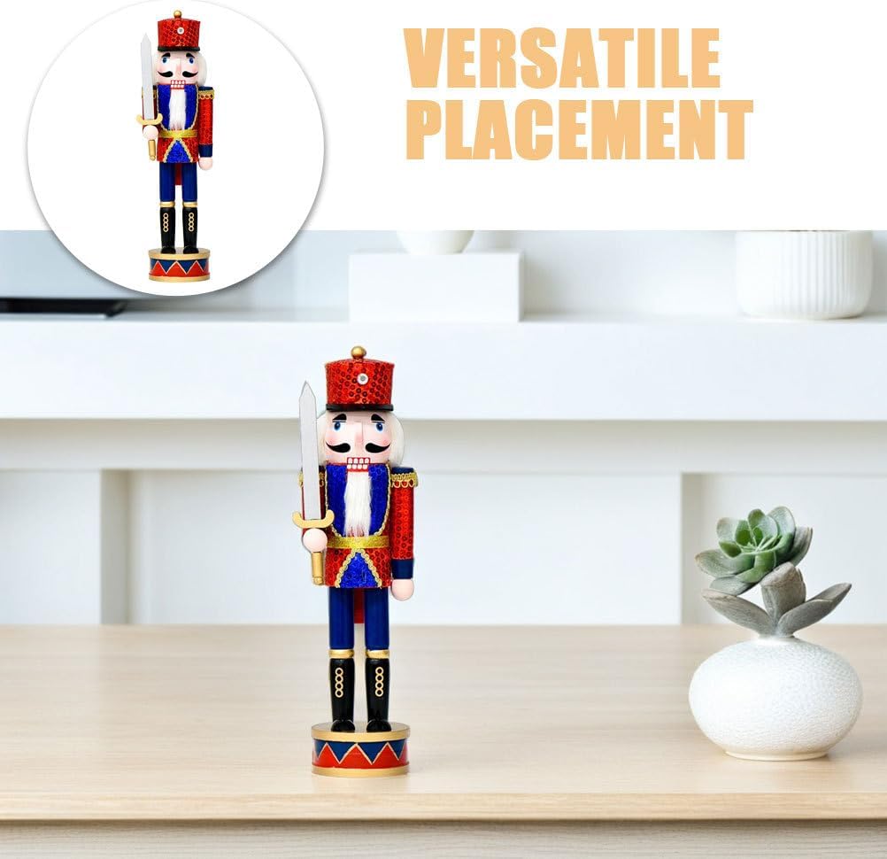 Cabilock Wooden Nutcracker Figurine: Nutcracker Christmas Soldier Ornament for Holiday Table Decoration, 14. 17 Inch Multi-Color Wood Collectible