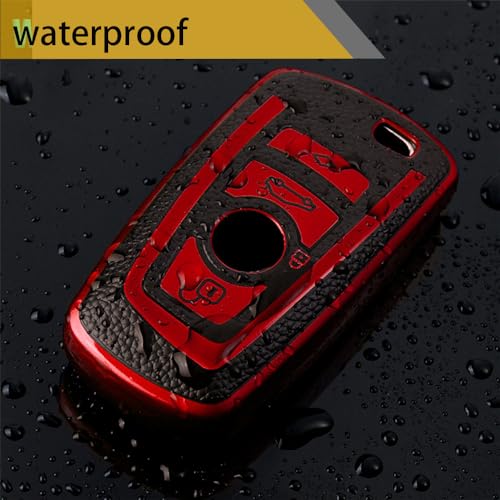 Image of Key Fob Cover for BMW, Braided Loop Keychain Accessory, Red