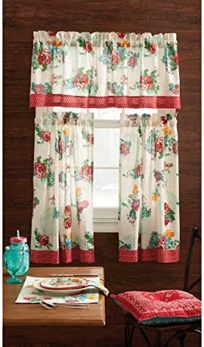 The Pioneer Woman Kitchen Curtain and Valance 3pc Set, 30 x 36, Country Garden