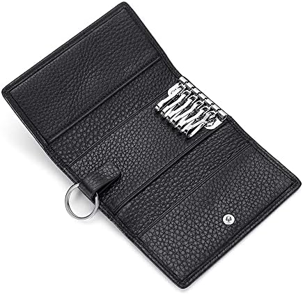 RXXR Key Case Women Men Genuine Leather Key Pouch Holder Car Key Fob Case Cover Keychain Key Leather Wallet Bag