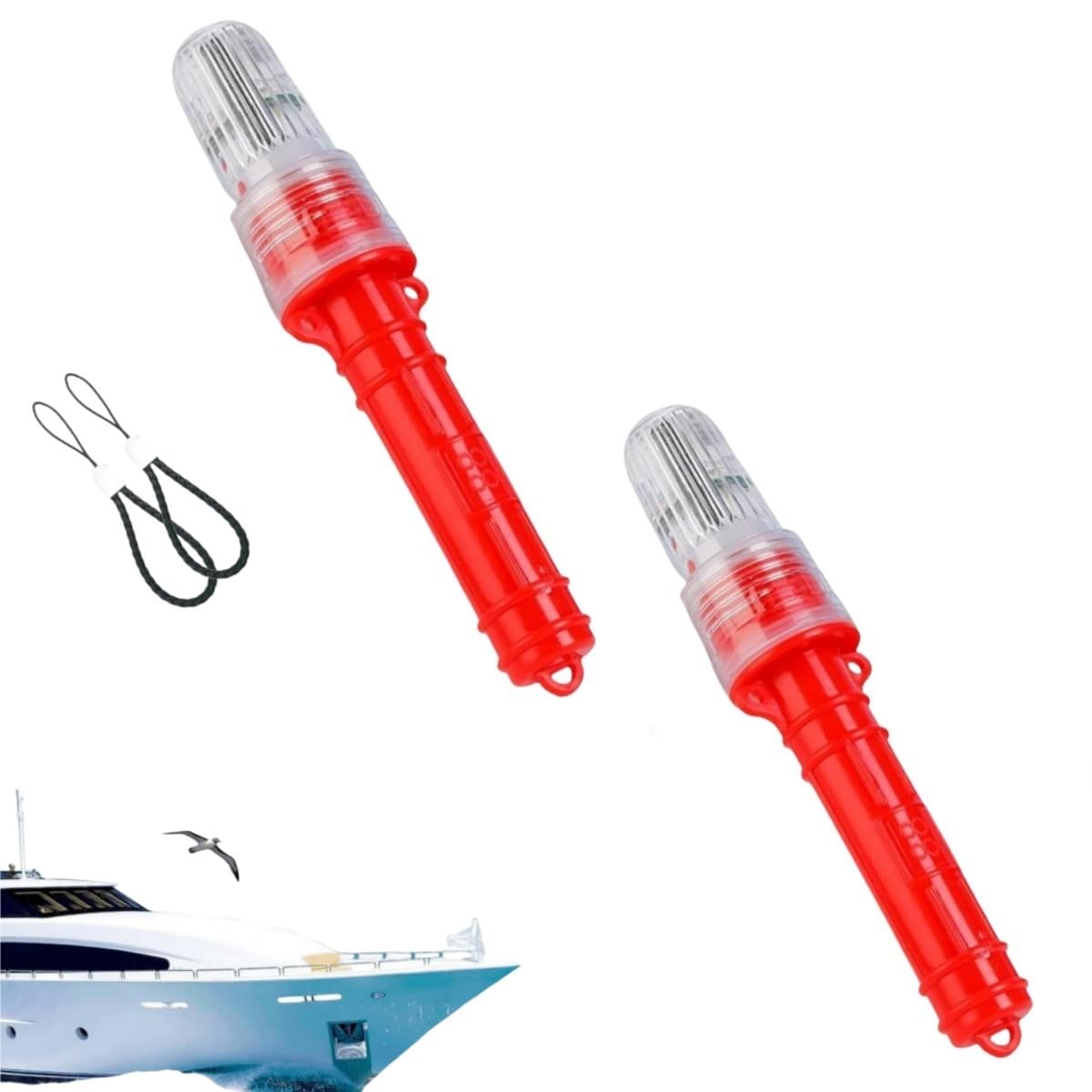 Boat Flares Coast Guard Approved Marine,Flare Gun for Boating,Waterproof Emergency Signals Safety Kit for Fishing Nets,Buoys and Boats (Red(red green light), 2 PCS)