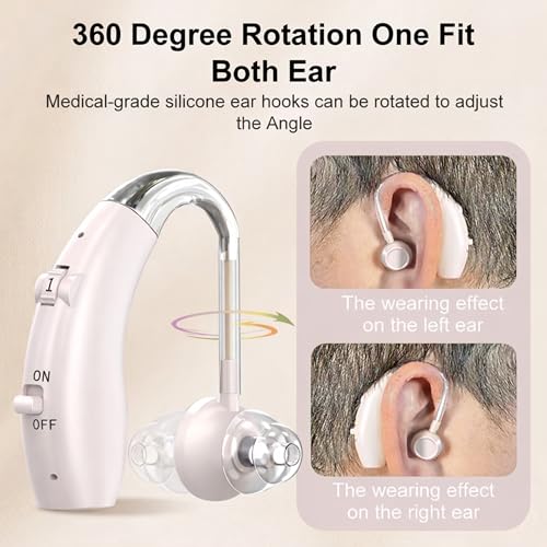 Image of Fastwell F25 Rechargeable Hearing Aid for Adults & Seniors, Behind-the-Ear Design, 30 Min Quick Charge, Noise Reduction, Single Ear With 6-Month Warranty (Rose Gold)