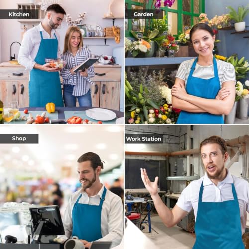 Image of Cranique Polyester Kitchen Apron with Adjustable Strap Two Pockets for Women & Men | Free Size Apron for Kitchen, Hotel, Cafe, Restaurant, Salon, Workshop, Garage, Drawing, Cooking Apron