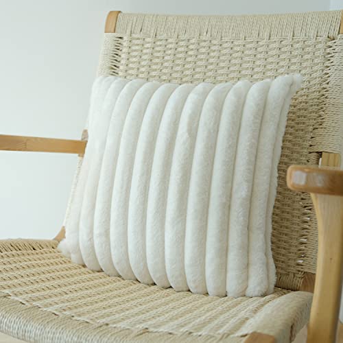 Jojusis Pack Of 2 Faux Fur Plush Decorative Throw Pillow Covers Couch Cushion Case Soft Pillowcases 20 X 20 Inch White #TOP5