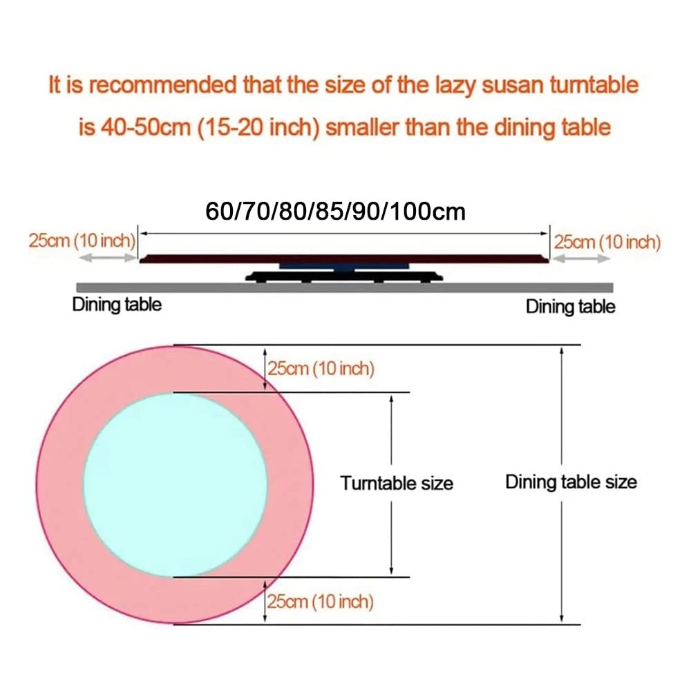 Plateau Tournant Transparent Grand, Plateau De Service Rotatif Robuste avec Roue Auxiliaire, Rond 60cm/70cm/80cm/85cm/90cm/100cm Plateau Rotatif en Verre Trempé (Size : 90cm/36in)