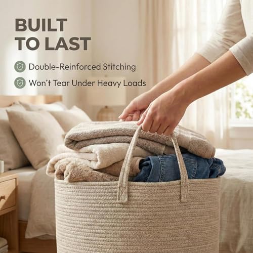 Panier à linge lavable en machine avec poignées renforcées pour jouets
