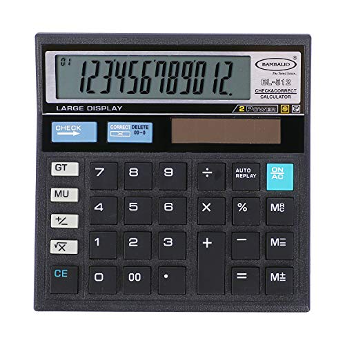 Bambalio BL-512B 12 Digit Large Display 112 Steps Check & Correct Electronic Calculator, 3 Years warranty