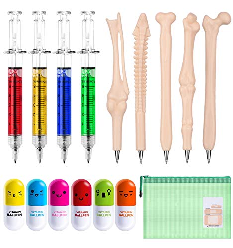 Lulonpon Nurse Pens Nurse School Pens,4 Syringe Pens,5 Bone Pens,6 Vitamin Pill Pens For Nurse Nurses Week Nursing Funny Pens Kawaii Nurses School Supplies Imaginary Doctor Play #TOP11
