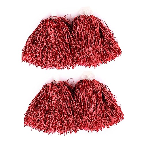 HIXNUG 2 works Cheerleading Poms Plastic Hand Flower Football Basketball Cheering Props Cheer Dance Decoration for Sports Competition Festival Celebration Masquerade Ball Party (Red)
