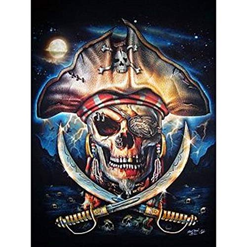 5D Diamond Painting Kits for Adults Kids Set,Full Drill Diamond Cross Stitch Arts Craft for Home Wall Decor Pirate Skull 11.8 × 15.7in 1 Pack by SAROW