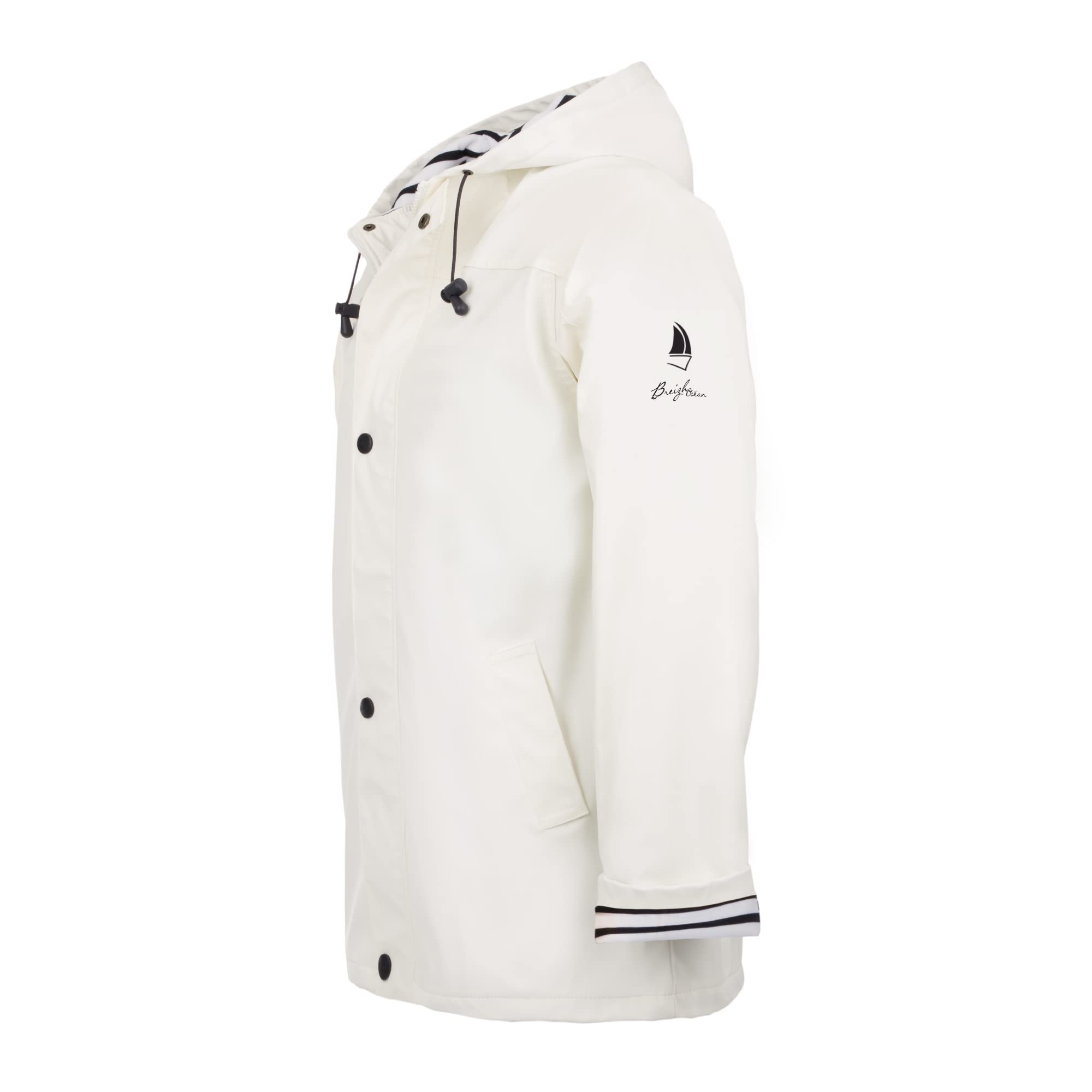 Breizh Ocean - Ciré, Veste Imperméable Femme, du XS au 4XL, Création Française ARMOR - Veste Femme avec Intérieur Rayé de Style Marinière - Manteau Femme